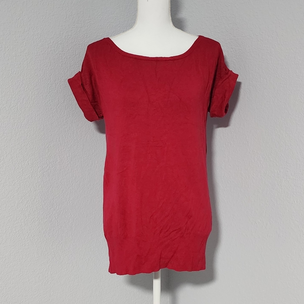 Vintage Y2K The Limited Maroon Short Sleeve Knit Blouse Womens Size Medium